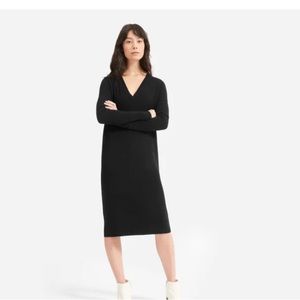 V-Neck Cashmere Long Sleeve Sweater Dress